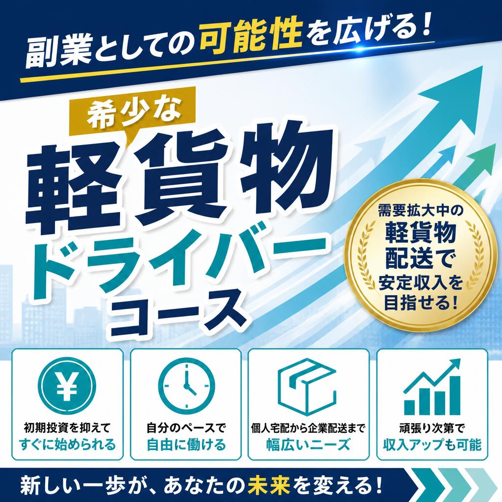 副業としての可能性を広げる！希少な軽貨物ドライバーコース